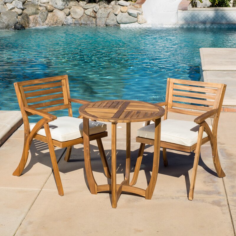 Mercury Row 3 Piece Bistro Set With Cushions Reviews Wayfair   3 Piece Bistro Set With Cushions 